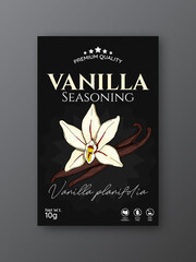 Premium Quality Hand Drawn Vanilla seasoning powder label template