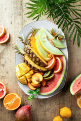 Fresh raw summer fruits ready to eat