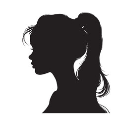 A black silhouette shows a woman and a girl in profile, a simple vector art design