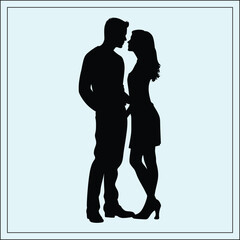 Man and Woman Silhouette, Holding Hands