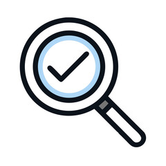 Magnifying Glass with Check Mark Representing Verification or Approved Search Icon Design