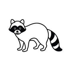 raccoon line art illustration on white background