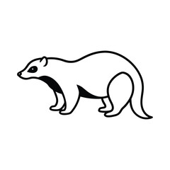 badger line art illustration on white background