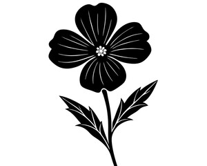 Blue Flax Flower silhouette vector illustration