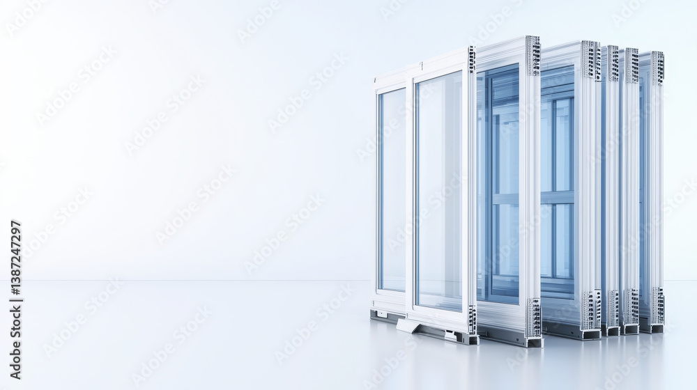 Poster modern aluminum frames stacked neatly, showcasing their sleek design and functionality. ideal for co