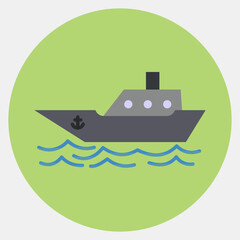 Icon ship. Transportation elements. Icons in color mate style. Good for prints, posters, logo, sign, advertisement, etc.