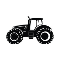 Obraz premium Tractor black silhouette of simple minimal vector