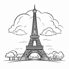 Obraz premium Eiffel tower hand-drawn comic illustration. Eiffel tower. Vector doodle style cartoon illustration