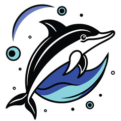 Surreal Space Dolphin Illustration – Cosmic Ocean Animal with Planets, Stars, and Vibrant Colors in Fantasy Style.