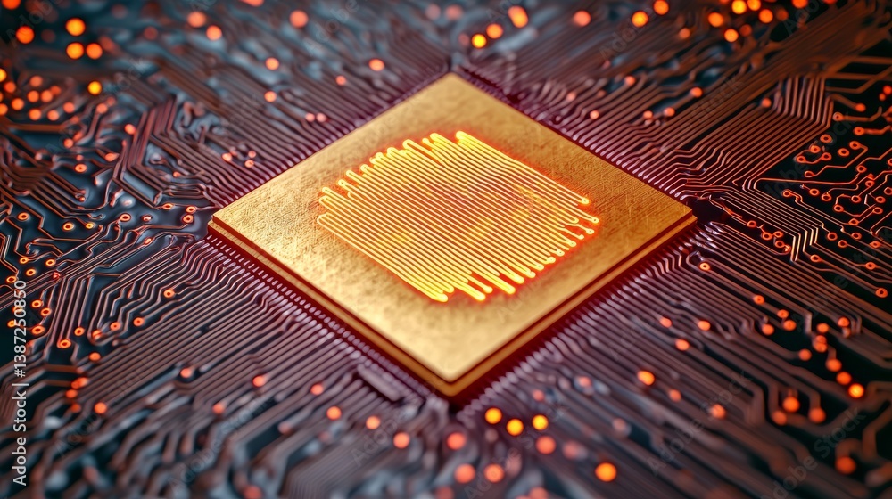 Aufkleber illuminated microchip close-up technology lab image capture digital environment macro view innovatio