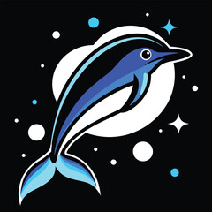 Surreal Space Dolphin Illustration – Cosmic Ocean Animal with Planets, Stars, and Vibrant Colors in Fantasy Style.