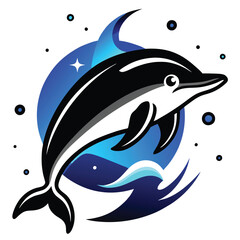 Surreal Space Dolphin Illustration – Cosmic Ocean Animal with Planets, Stars, and Vibrant Colors in Fantasy Style.