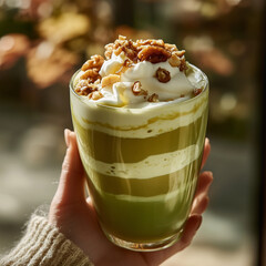 hand holding a glass of baverage