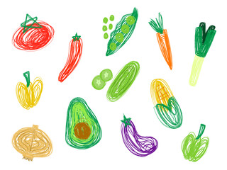 Hand Drawn Vegetables Abstract Line Bundle Set