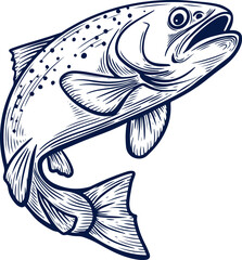 Detailed Vector Illustration of a Trout Fish