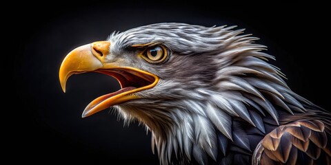 Majestic Eagle Profile A Close-Up View of a Bird of Prey with Open Beak