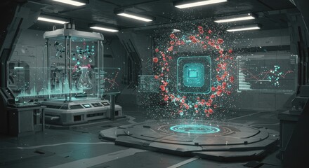 Futuristic Laboratory: Molecular Research and Technological Innovation in a Sci-Fi Setting