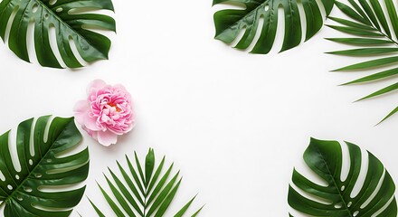 Fototapeta premium Tropical Bloom: A Layered Still Life AI Generated