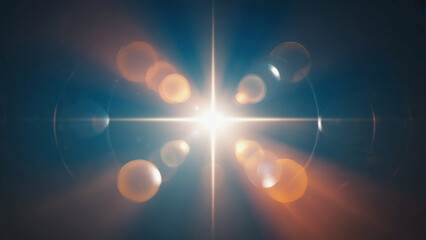 Bright Lens Flare Effect: This photo shows a vibrant lens flare radiating outwards from a central point of light. The image evokes a sense of dynamism and radiance. 