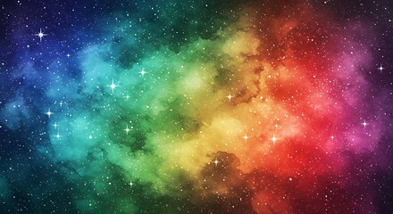 Fototapeta premium Rainbow Nebula: Cosmic Dreamscape AI Generated
