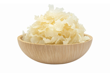 Fresh Shredded Coconut in Wooden Bowl for Cooking and Baking Creations
