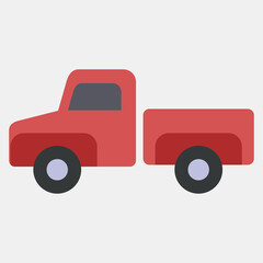 Icon pick up truck. Transportation elements. Icons in flat style. Good for prints, posters, logo, sign, advertisement, etc.