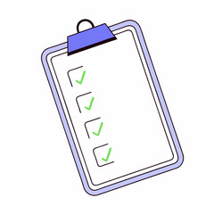 Checklist with Tick Marks and Clipboard	Clean illustration of a checklist with green checkmarks, symbolizing task completion.