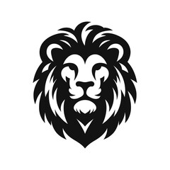 Lion Head Logo Design with Mane Isolated on White Background