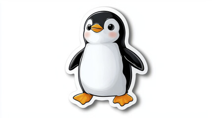 Fototapeta premium Cute cartoon penguin sticker design with cheerful expression, perfect for adding playful touch to any surface