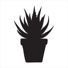 Succulent Plant Pot Icons black silhouette
