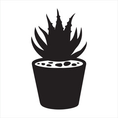 Succulent Plant Pot Icons black silhouette
