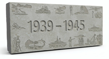 Commemorative Stone 1939-1945 with Engravings in Gray  