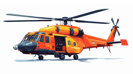Fototapeta premium Rescue Helicopter in Bright Orange Design for Emergency and Search Operations