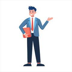 Businessman presenting and holding a document.