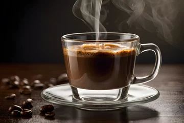 Gordijnen a steaming cup of coffee © Kamelia