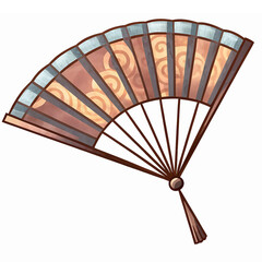 Elegant Decorative Fan with Colorful Patterns for Cultural Events and Graphic Designs