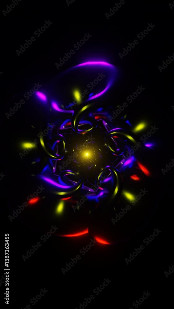 Poster vertical video of energetic triangle loops in digital strobe light field