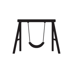 Minimalist swing set, black and white illustration,  playground equipment 