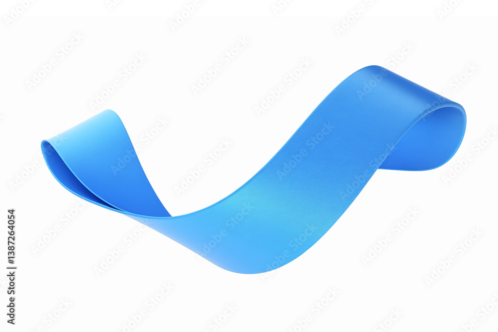 Poster flowing blue ribbon decorative element with smooth curves for design and branding