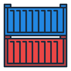 Two Shipping Containers colored icon - vector transportation symbol