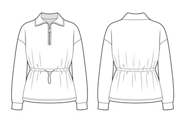 Half zipper sweatshirt with drawstring waist © Olesya