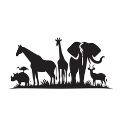 set of animal silhouette vector style minimalist white background