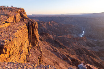 Landscape shot of the sunset over the Fish River Canyon in Southern Namibia.