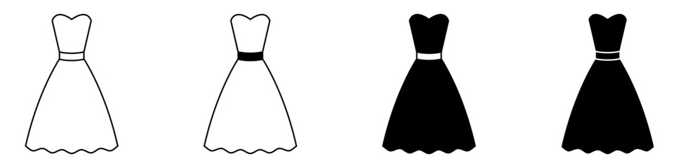 Dress icon vector set. frock illustration sign collection. Fashion symbol or logo.