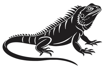 Black Lizard Silhouette Vector Set: Stylized Reptile Clipart in Vintage Tattoo and Wildlife Design Style. Adobe Art and Illustrator.
