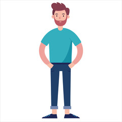 Illustration of a man in casual clothes with a beard