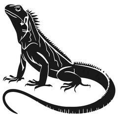 Black Lizard Silhouette Vector Set: Stylized Reptile Clipart in Vintage Tattoo and Wildlife Design Style. Adobe Art and Illustrator.