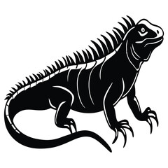 Black Lizard Silhouette Vector Set: Stylized Reptile Clipart in Vintage Tattoo and Wildlife Design Style. Adobe Art and Illustrator.