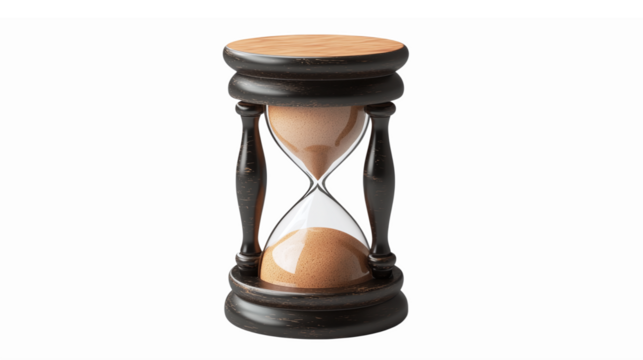 Elegant Wooden Hourglass Timer with Sand Representing Time Management and Productivity