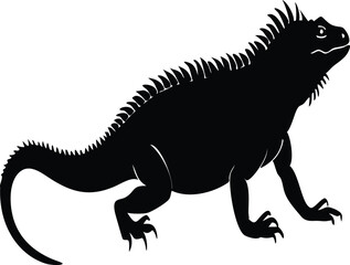 Black Lizard Silhouette Vector Set: Stylized Reptile Clipart in Vintage Tattoo and Wildlife Design Style. Adobe Art and Illustrator.